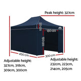 Instahut Gazebo Pop Up Marquee 3x4.5m Folding Wedding Tent Gazebos Shade Navy