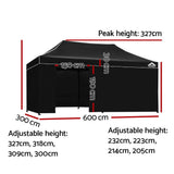 Instahut Gazebo Pop Up Marquee 3x6m Folding Wedding Tent Gazebos Shade Black