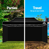 Instahut Gazebo Pop Up Marquee 3x6m Folding Wedding Tent Gazebos Shade Black