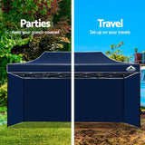 Instahut Gazebo Pop Up Marquee 3x6m Folding Wedding Tent Gazebos Shade Navy