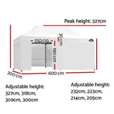 Instahut Gazebo Pop Up Marquee 3x6m Folding Wedding Tent Gazebos Shade White
