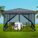 Instahut Gazebo Pop Up Marquee 3x3m Wedding Mesh Side Wall Outdoor Gazebos Grey