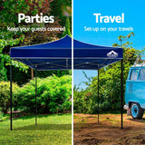 Instahut Gazebo Pop Up Marquee 3x3m Outdoor Tent Folding Wedding Gazebos Blue
