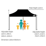 Instahut Gazebo Pop Up Marquee 3x6m Outdoor Tent Folding Wedding Gazebos Black