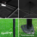 Instahut Gazebo Pop Up Marquee 3x6m Outdoor Tent Folding Wedding Gazebos Black