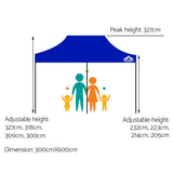 Instahut Gazebo Pop Up Marquee 3x6m Outdoor Tent Folding Wedding Gazebos Blue