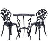 Gardeon 3PC Outdoor Setting Cast Aluminium Bistro Table Chair Patio Black