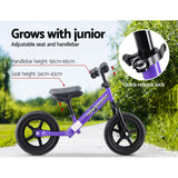Kids Balance Bike Ride On Toys Puch Bicycle Wheels Toddler Baby 12" Bikes Purple