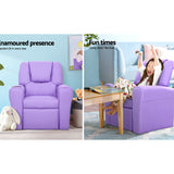 Keezi Luxury Kids Recliner Sofa Children Lounge Chair PU Couch Armchair Purple