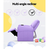 Keezi Luxury Kids Recliner Sofa Children Lounge Chair PU Couch Armchair Purple
