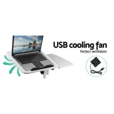 Adjustable Computer Stand with Cooler Fan - White