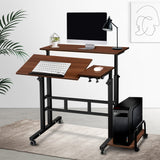 Mobile Twin Laptop Desk - Dark Wood
