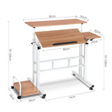 Mobile Twin Laptop Desk - Light Wood