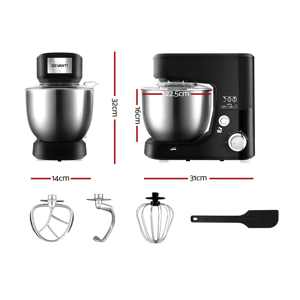 Devanti Electric Stand Mixer 1000W Kitchen Food Beater Cake Aid Whisk