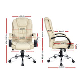 Executive PU Leather Office Desk Computer Chair - Beige