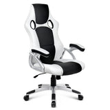 PU Leather Racing Style Office Desk Chair - Black &White