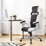 PU Leather Racing Style Office Desk Chair - Black &White