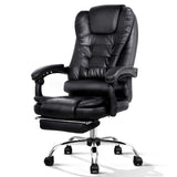 PU Leather Reclining Chair with Footrest - Black