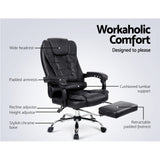 PU Leather Reclining Chair with Footrest - Black