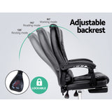 PU Leather Reclining Chair with Footrest - Black