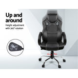 Racing Style PU Leather Office Desk Chair - Black