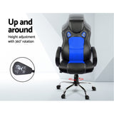 Racing Style PU Leather Office Desk Chair - Blue