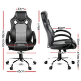 Racing Style PU Leather Office Desk Chair - Grey