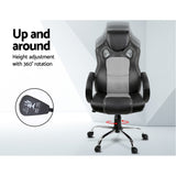 Racing Style PU Leather Office Desk Chair - Grey