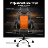 Racing Style PU Leather Office Desk Chair - Orange