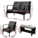 Gardeon Outdoor Furniture Lounge Table Chairs Garden Patio Wicker Sofa Set