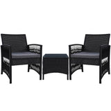 Gardeon Patio Furniture Outdoor Bistro Set Dining Chairs Setting 3 Piece Wicker