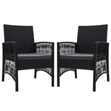 Outdoor Furniture Set of 2 Dining Chairs Wicker Garden Patio Cushion Black Gardeon