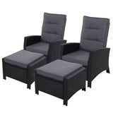 Set of 2 Sun lounge Recliner Chair Wicker Lounger Sofa Day Bed Outdoor Chairs Patio Furniture Garden Cushion Ottoman Gardeon