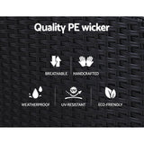 Set of 2 Sun lounge Recliner Chair Wicker Lounger Sofa Day Bed Outdoor Chairs Patio Furniture Garden Cushion Ottoman Gardeon