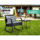 Gardeon Wicker Rocking Chairs Table Set Outdoor Setting Recliner Patio Furniture