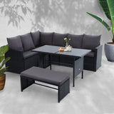 Gardeon Outdoor Furniture Dining Setting Sofa Set Lounge Wicker 8 Seater Black