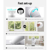 Devanti Portable Air Conditioner Cooling Mobile Fan Cooler Remote Window Kit White 2000W