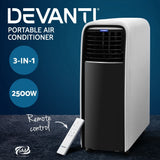 Devanti Portable Air Conditioner Cooling Mobile Fan Cooler Dehumidifier White 2500W