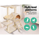 i.Pet Cat Tree 100cm Trees Scratching Post Scratcher Tower Condo House Furniture Wood Beige
