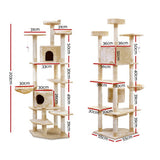 i.Pet Cat Tree 203cm Trees Scratching Post Scratcher Tower Condo House Furniture Wood Beige