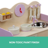 Keezi Kids Wooden Kitchen Play Set - Natural & Pink