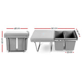Cefito 2x20L Pull Out Bin - Grey