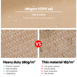 Instahut Sun Shade Sail Cloth Shadecloth Outdoor Canopy 5x5x7m 280gsm