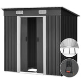 Giantz 1.94 x 1.21m metal Base Garden Shed - Grey