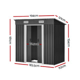 Giantz 1.94 x 1.21m metal Base Garden Shed - Grey