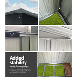 Giantz 1.94 x 1.21m metal Base Garden Shed - Grey