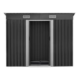 Giantz 2.38 x 1.31m Steel Base Garden Shed - Grey