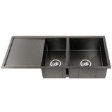 Cefito Stainless Steel Kitchen Sink 100X45CM Under/Topmount Laundry Double Bowl Black