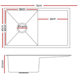 Cefito Stainless Steel Kitchen Sink 750X450MM Under/Topmount Sinks Laundry Bowl Silver