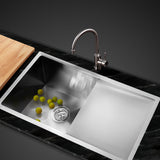 Cefito Stainless Steel Kitchen Sink 750X450MM Under/Topmount Sinks Laundry Bowl Silver